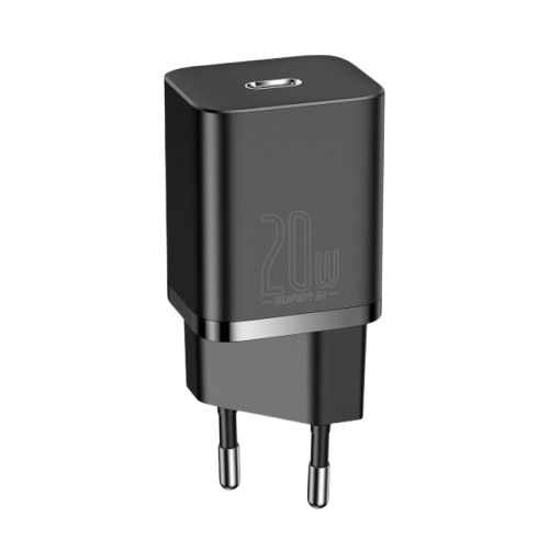 Мережевий зарядний пристрій Baseus Super Si 20W+кабель USB-C to Lightning Black